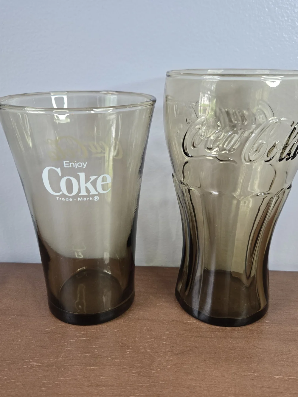 Vintage Coca-Cola Libbey Smoked Amber Glasses, Tumblers Brown, Coke, Set Of 2